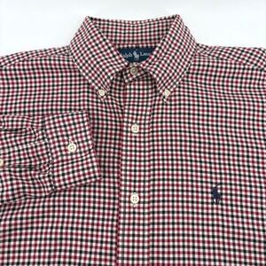 Ralph Lauren Blake Mens Small Red Black Gingham Check Cotton Button Down Shirt